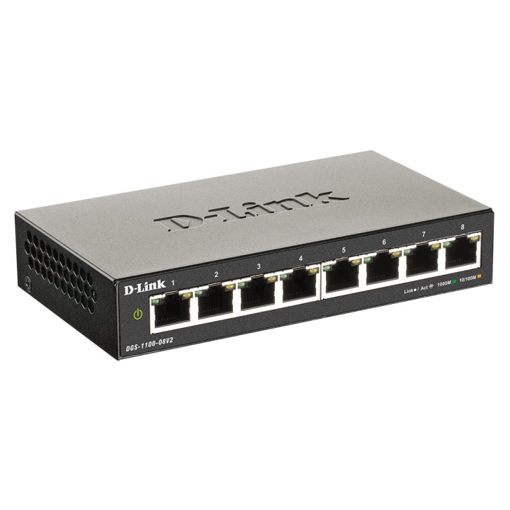 Switch D-Link 8xRJ45 GbE Negro (DGS-1100-08V2/E)