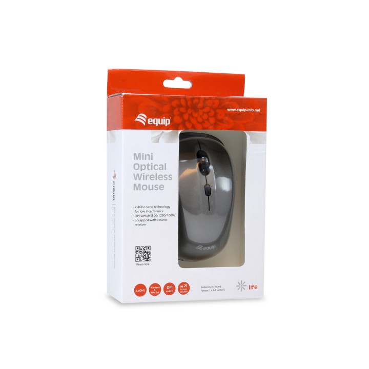 Ratón EQUIP Life Óptico RF 1600dpi Gris (EQ245109)