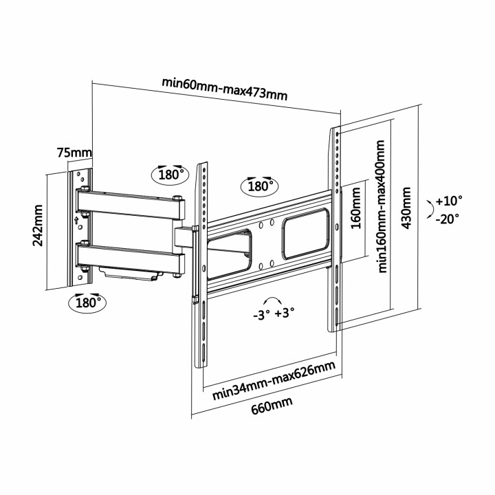 Soporte Pared AISENS 37-70" Gira/Inclina (WT70TSLE-025)