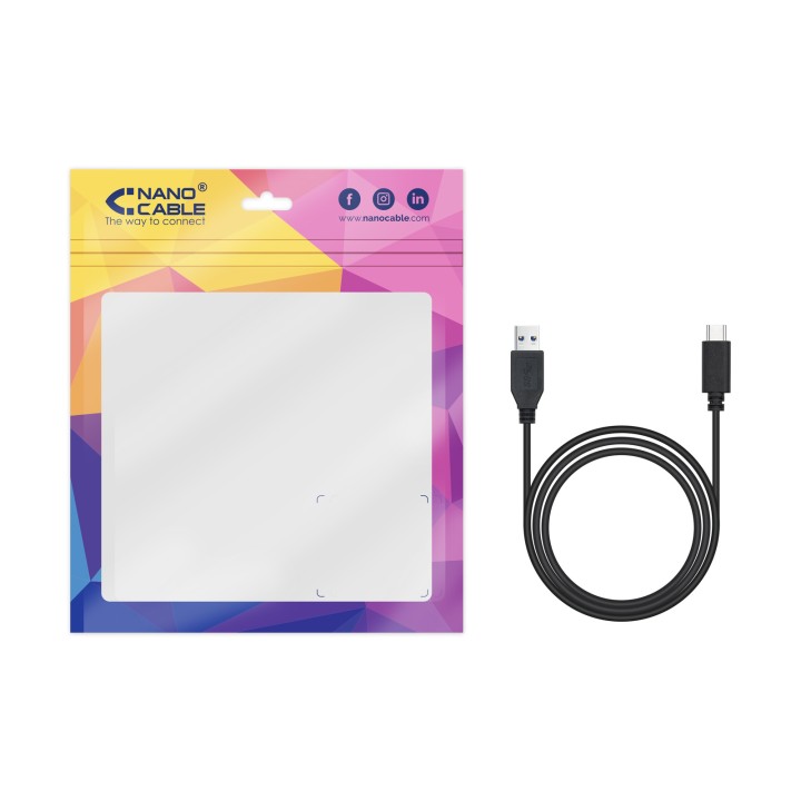 Nanocable USB-A/M a USB-C/M 1.5m Negro(10.01.4001-L150)