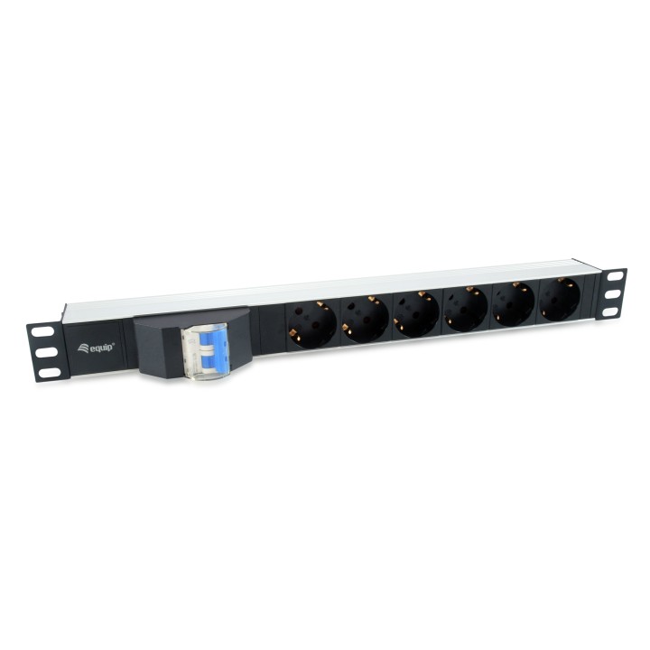 Regleta EQUIP Rack 19" 1U 6xSchuko Negra (EQ333312)