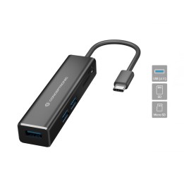 Hub CONCEPTRONIC USB-C a 3xUSB-A Lector Negro (DONN08B)