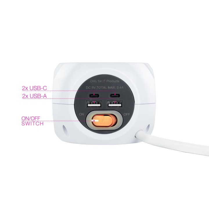 Regleta Nanocable 3 Tomas 4xUSB Interruptor(10.37.0001)