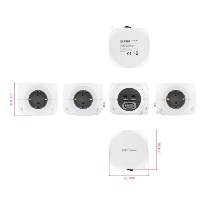 Regleta Nanocable 3 Tomas 4xUSB Interruptor(10.37.0001)