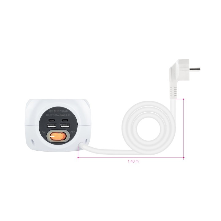 Regleta Nanocable 3 Tomas 4xUSB Interruptor(10.37.0001)