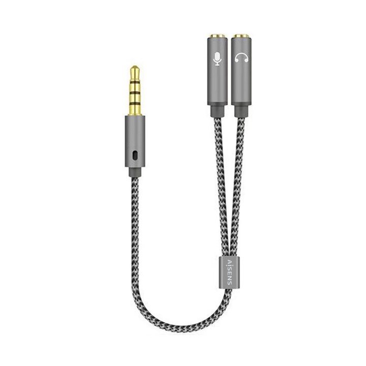 Cable AISENS 3.5mm/M a 2x3.5mm/H 25cm Gris (A128-0415)
