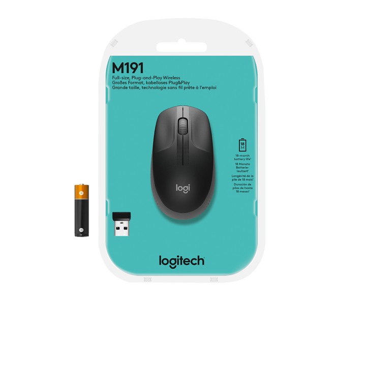Ratón LOGITECH M190 Óptico RF 1000dpi Gris (910-005905)