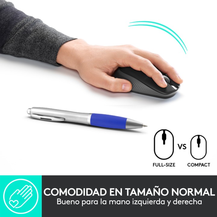 Ratón LOGITECH M190 Óptico RF 1000dpi Gris (910-005905)