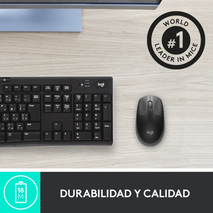 Ratón LOGITECH M190 Óptico RF 1000dpi Gris (910-005905)