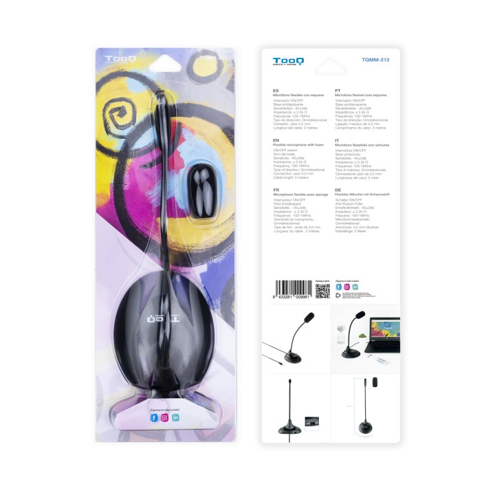 Micrófono TOOQ Multimedia Flexible Negro (TQMM-213)