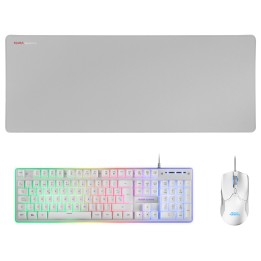 T+Ratón Mars Gaming + Alfombrilla XXL Blanco (MCPXWES)