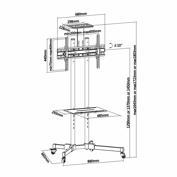 Soporte Suelo AISENS 37-70" Inclina Ruedas (FT70TE-035)