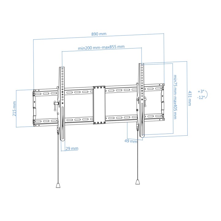 Soporte Pared TOOQ 43"-90" Inclinable 70Kg (LP4391T-B)