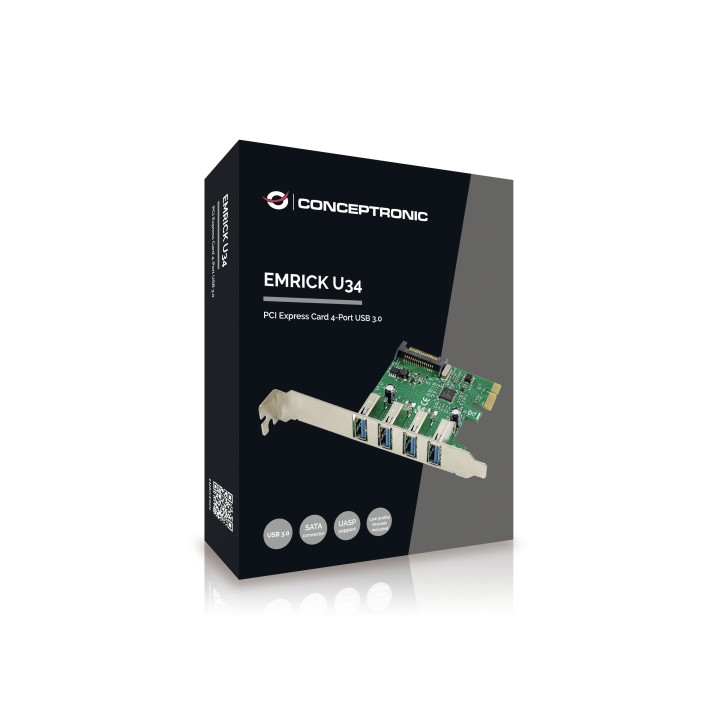Controladora CONCEPTRONIC PCIe 4xUSB-A 3.0 (EMRICK02G)