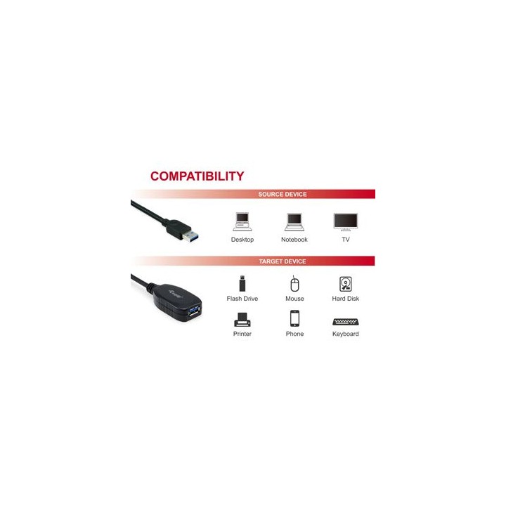 Cable EQUIP USB-A/M a USB-A/H 10m Negro (EQ133347)