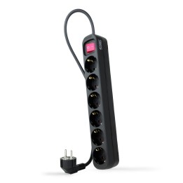 Regleta Nanocable 6xSchuko Interruptor (10.37.0006-BK)