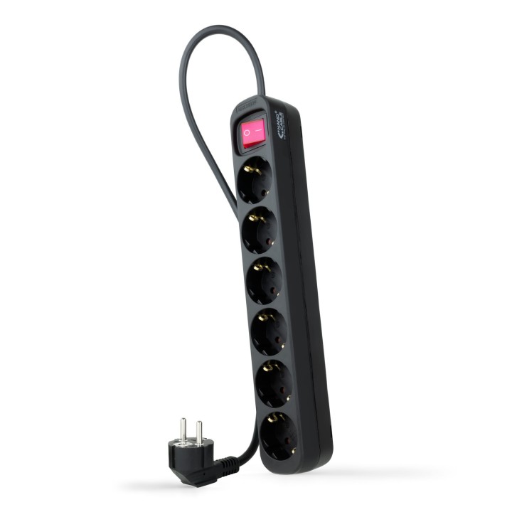 Regleta Nanocable 6xSchuko Interruptor (10.37.0006-BK)