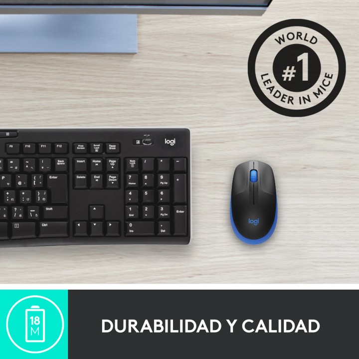 Ratón LOGITECH M190 Óptico RF 1000dpi Azul (910-005907)