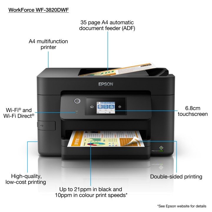 Multif Epson WF-3820DWF A4 Color WiFi Negra(C11CJ07403)
