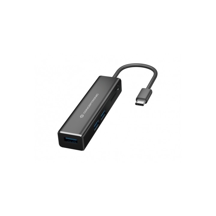 Hub CONCEPTRONIC USB-C a 3xUSB-A Lector Negro (DONN08B)