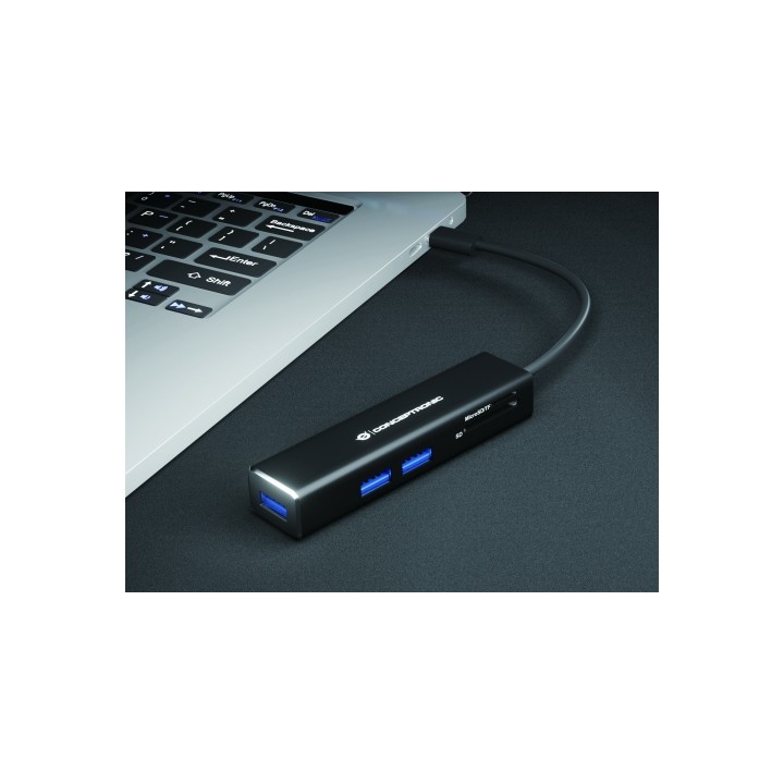 Hub CONCEPTRONIC USB-C a 3xUSB-A Lector Negro (DONN08B)