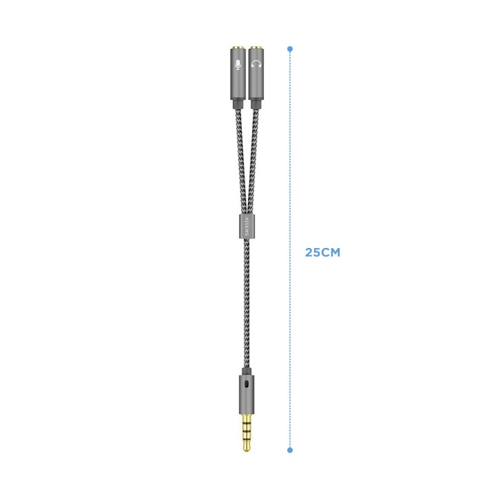 Cable AISENS 3.5mm/M a 2x3.5mm/H 25cm Gris (A128-0415)