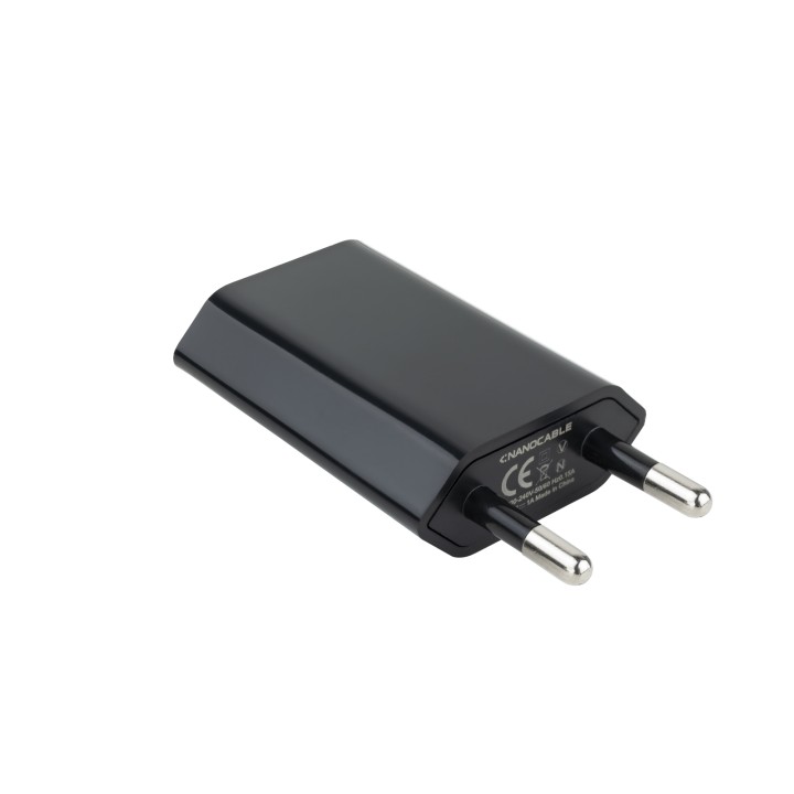 Cargador de Pared Nanocable 1xUSB-A Negro (10.10.2002)