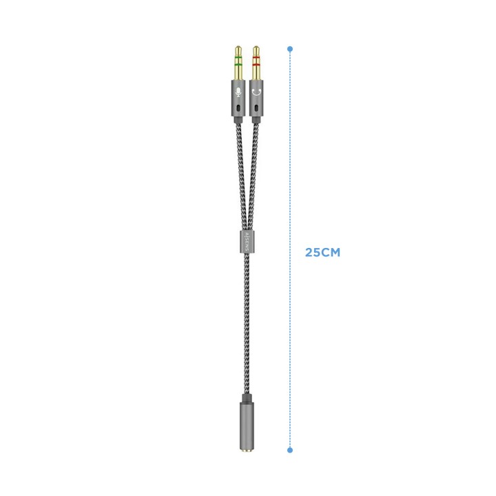 Cable AISENS 3.5mm/H a 2x3.5mm/M 25cm Gris (A128-0417)
