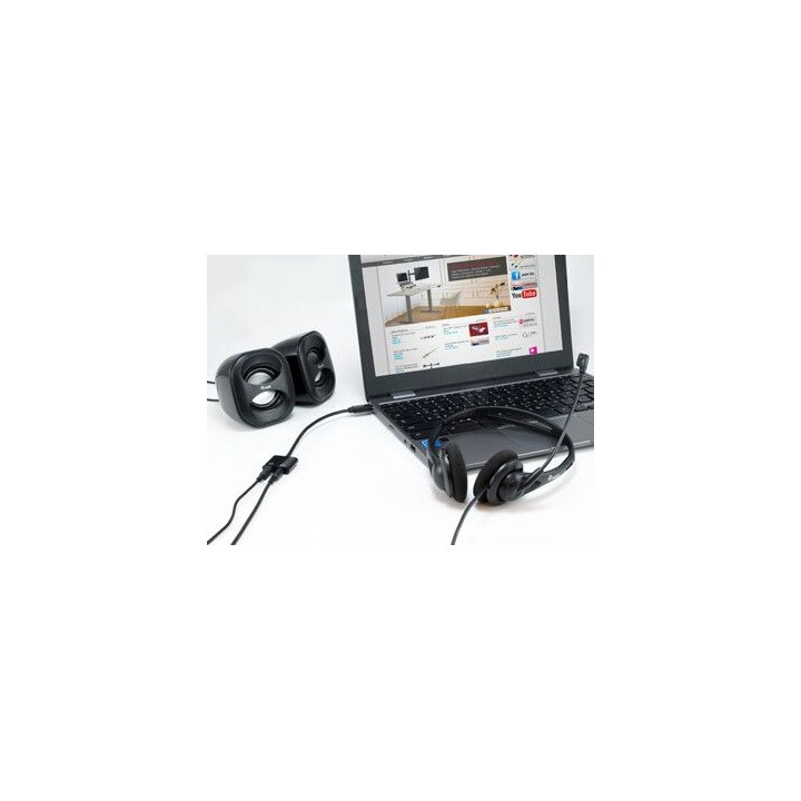 Adaptador EQUIP USB-C a 2x Jack 3.5mm Negro (EQ133469)