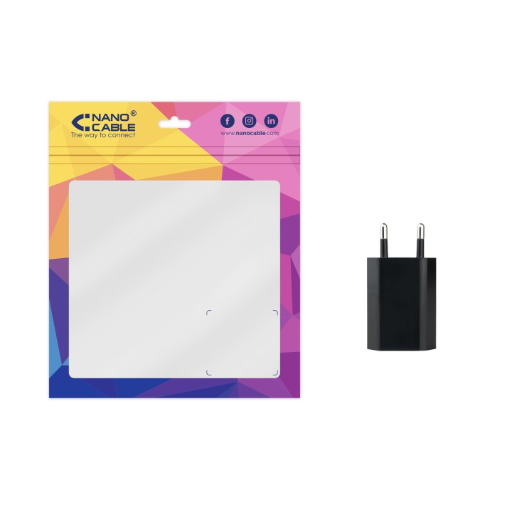 Cargador de Pared Nanocable 1xUSB-A Negro (10.10.2002)