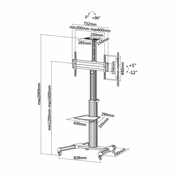 Soporte Suelo AISENS 37"-70" 50kg Ruedas (FT70TRE-037)