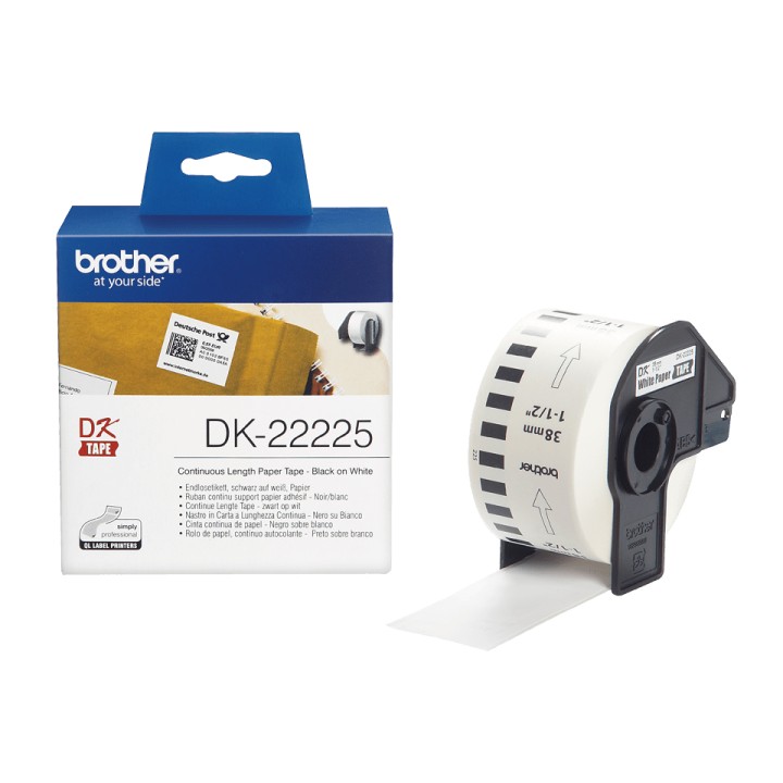 Cinta BROTHER 38mm 30.48m Negro sobre Blanco (DK-22225)