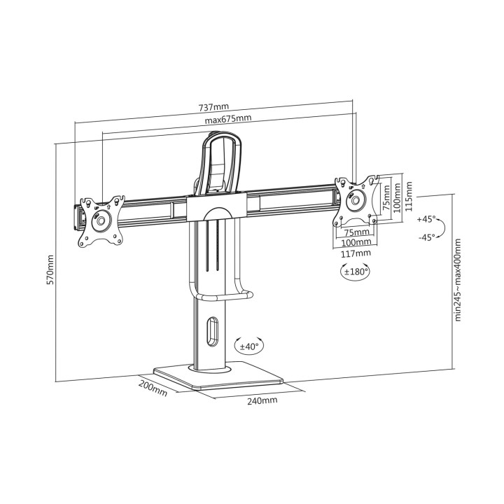 Soporte Mesa AISENS 17"-27" Gira/Inclina (DT27TSR-065)