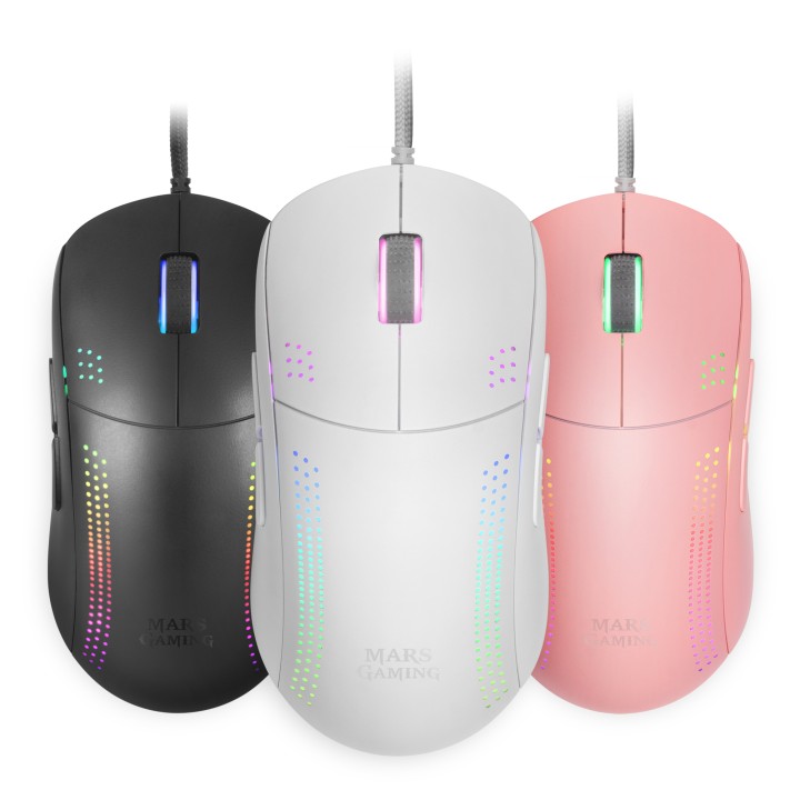 Ratón Mars Gaming RGB USB-A 32000dpi Blanco (MMPROW)