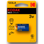 Kodak Max Pila CR123 K123LA 3v Pack 1 ud Alcalina