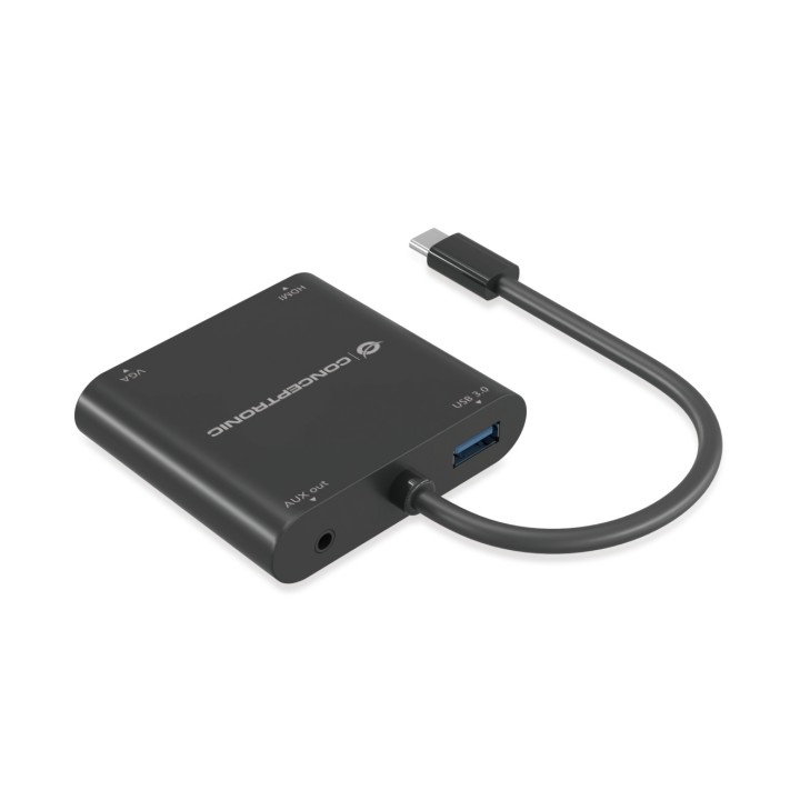 Adaptador CONCEPTRONIC 4en1 USB-C Negro (DONN09B)