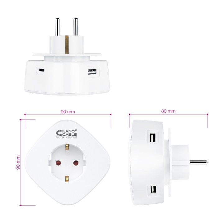 Cargador de Pared Nanocable 1USB-A 1USB-C (10.37.0003)