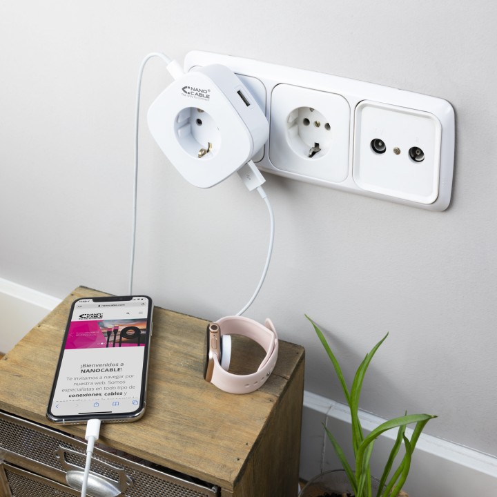 Cargador de Pared Nanocable 1USB-A 1USB-C (10.37.0003)