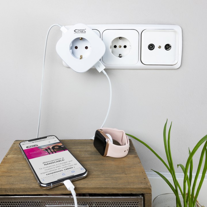 Cargador de Pared Nanocable 1USB-A 1USB-C (10.37.0003)