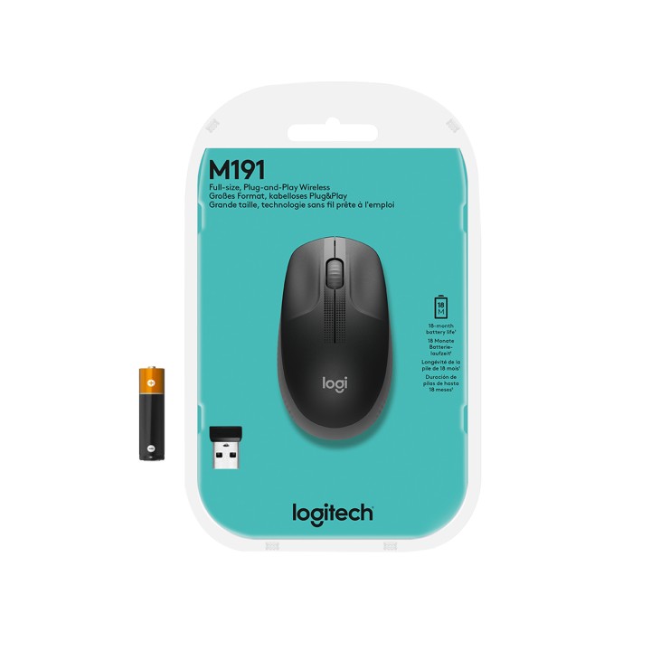 Ratón LOGITECH M190 Óptico RF 1000dpi Gris (910-005906)