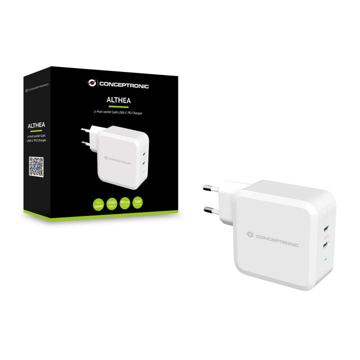 Cargador Pared CONCEPTRONIC 100W 2USB Blanco(ALTHEA08W)