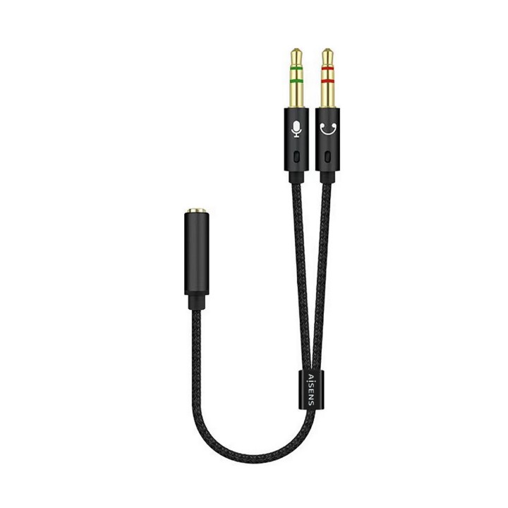 Cable AISENS 3.5mm/H a 2x3.5mm/M 25cm Negro (A128-0418)