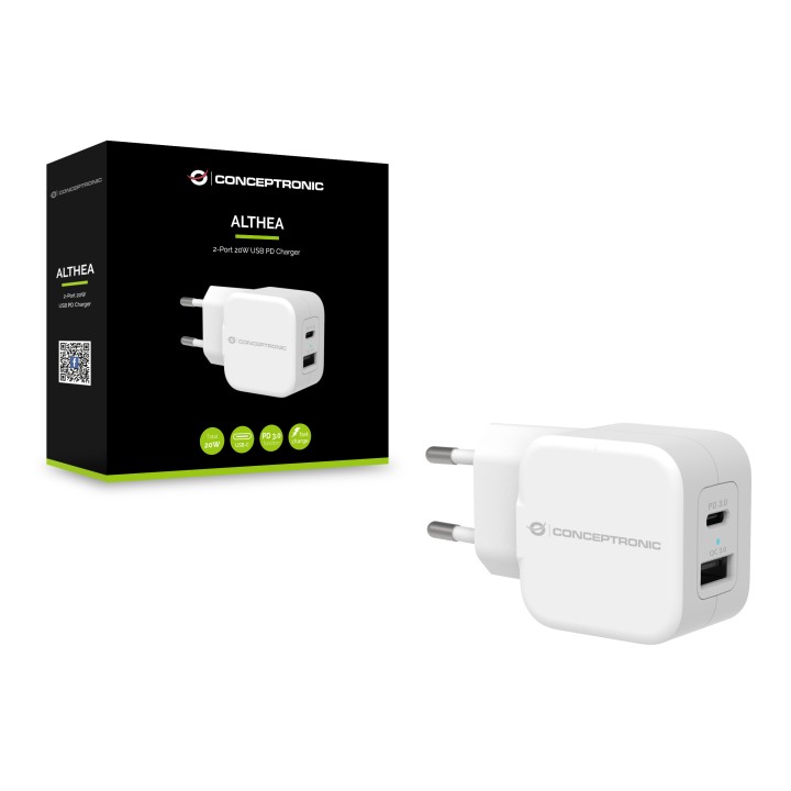 Cargador Pared CONCEPTRONIC 20W 2USB Blanco (ALTHEA09W)