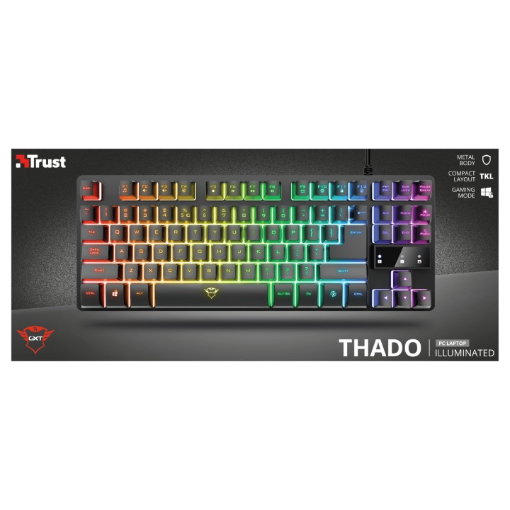 Teclado Gaming Trust GXT833 Thado TKL USB Negro (24067)