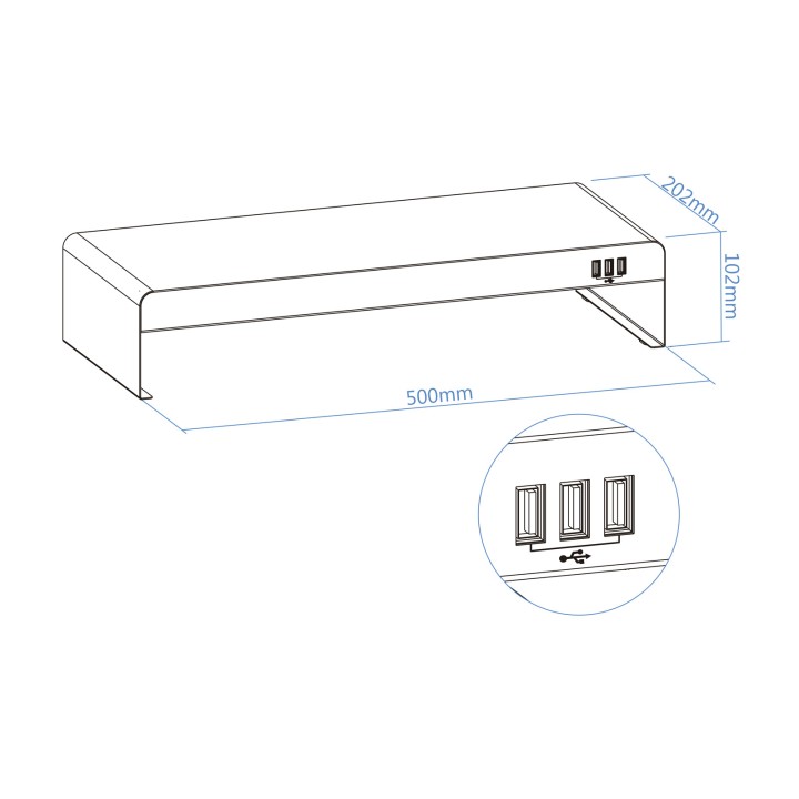 Soporte Elevador TooQ Monitor 3xUSB Negro (TQMR0124)