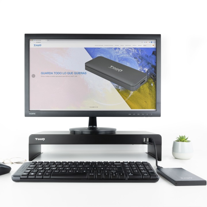 Soporte Elevador TooQ Monitor 3xUSB Negro (TQMR0124)