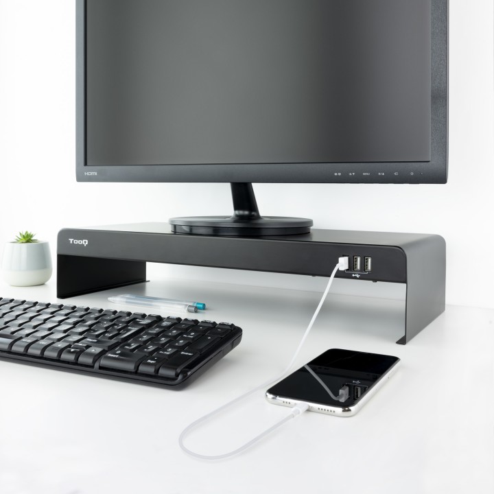 Soporte Elevador TooQ Monitor 3xUSB Negro (TQMR0124)