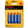 Kodak Max Pila AA KAA 1,5v Pack 4 uds Alcalina