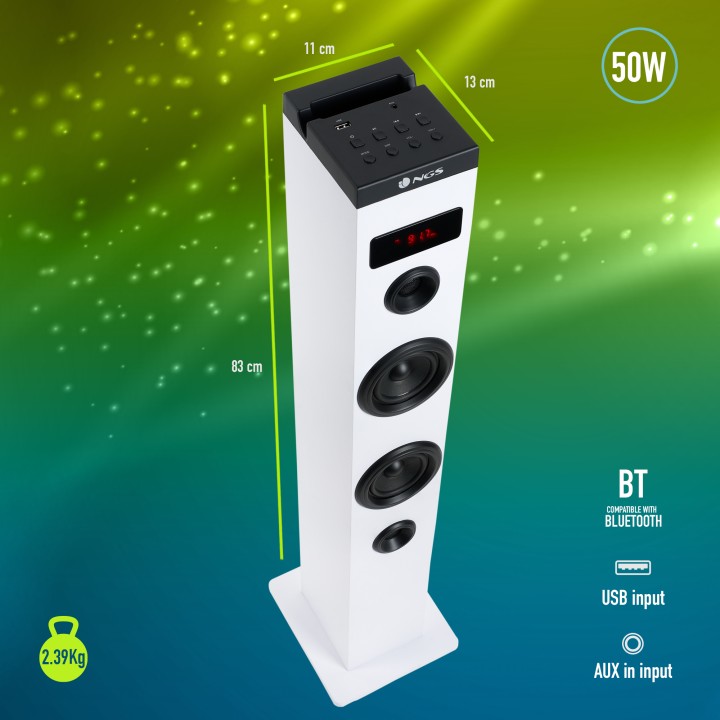 Torre de Sonido NGS 50W Bluetooth USB (SKYCHARMWHITE)