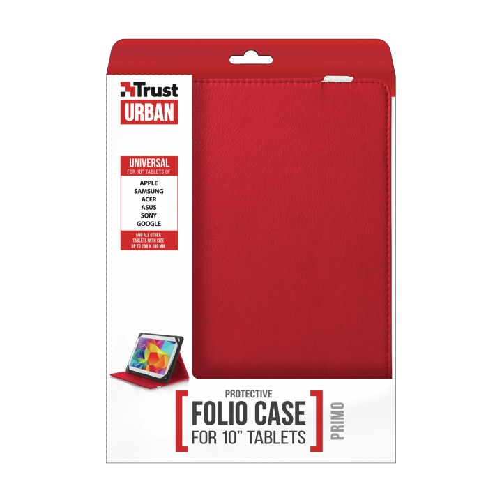 Funda Trust Primo 10" Poliuretano Folio Roja (20316)